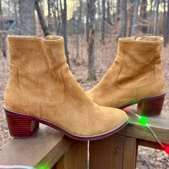 MODERN Faux Suede 'J.Crew' western faux suede boots ~ Golden Brandy #BU522 - Picture 3 of 13
